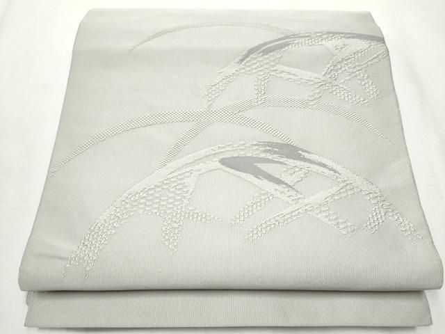 平和屋着物●八寸名古屋帯　綴れ　籬文　薄梅鼠色　正絹　逸品　CABB0456hy 平和屋着物○八寸名古屋帯 綴れ 籬文 薄梅鼠色 正絹