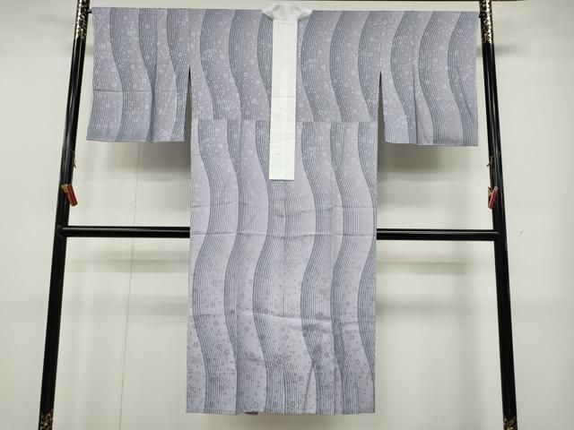 平和屋着物●長襦袢　無双仕立て　よろけ縞　舞花地紋　正絹　逸品　CABA8158ut 平和屋着物○長襦袢 無双仕立て よろけ縞 舞花地紋 正絹 逸品 CABA8158ut