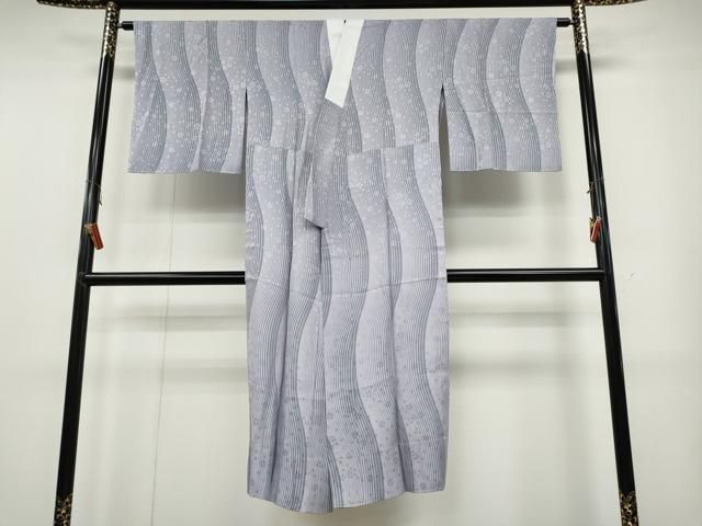 平和屋着物 長襦袢 無双仕立て よろけ縞 舞花地紋 正絹 ut