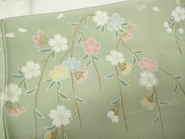 平和屋着物○長襦袢 無双仕立て 枝垂れ桜文 暈し染め 金彩 正絹 逸品