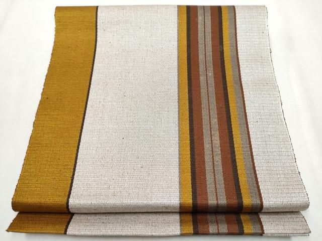 平和屋着物 本場黄八丈 紬 八寸名古屋帯 間道 正絹 hy