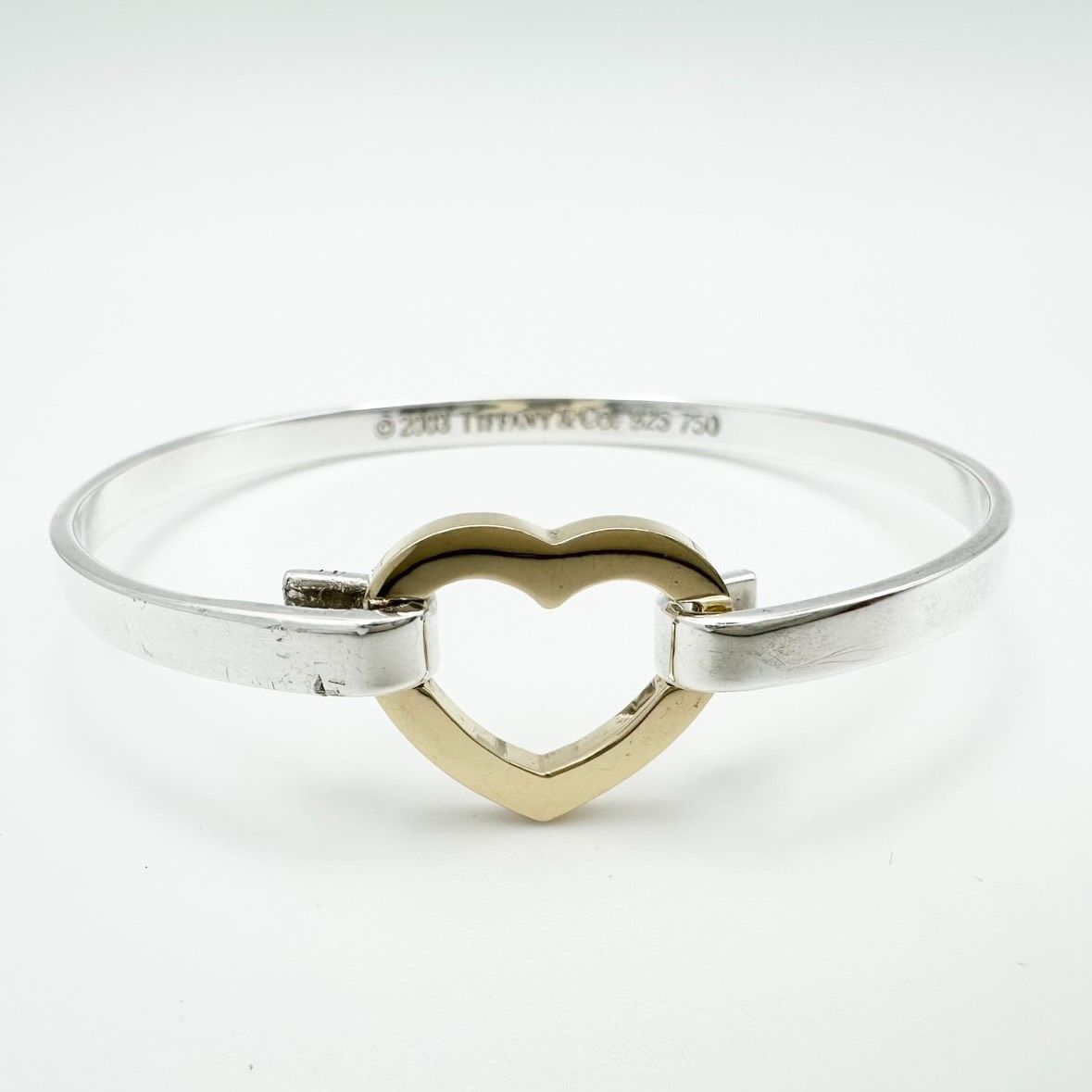 返品OK】TIFFANY&Co. ティファニー オープンハート バングル SV925 K18