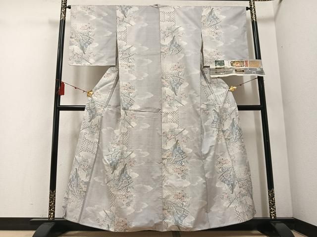 平和屋着物○都喜ヱ門 本場大島紬 白大島 カタス9マルキ 藤白泥 清遊