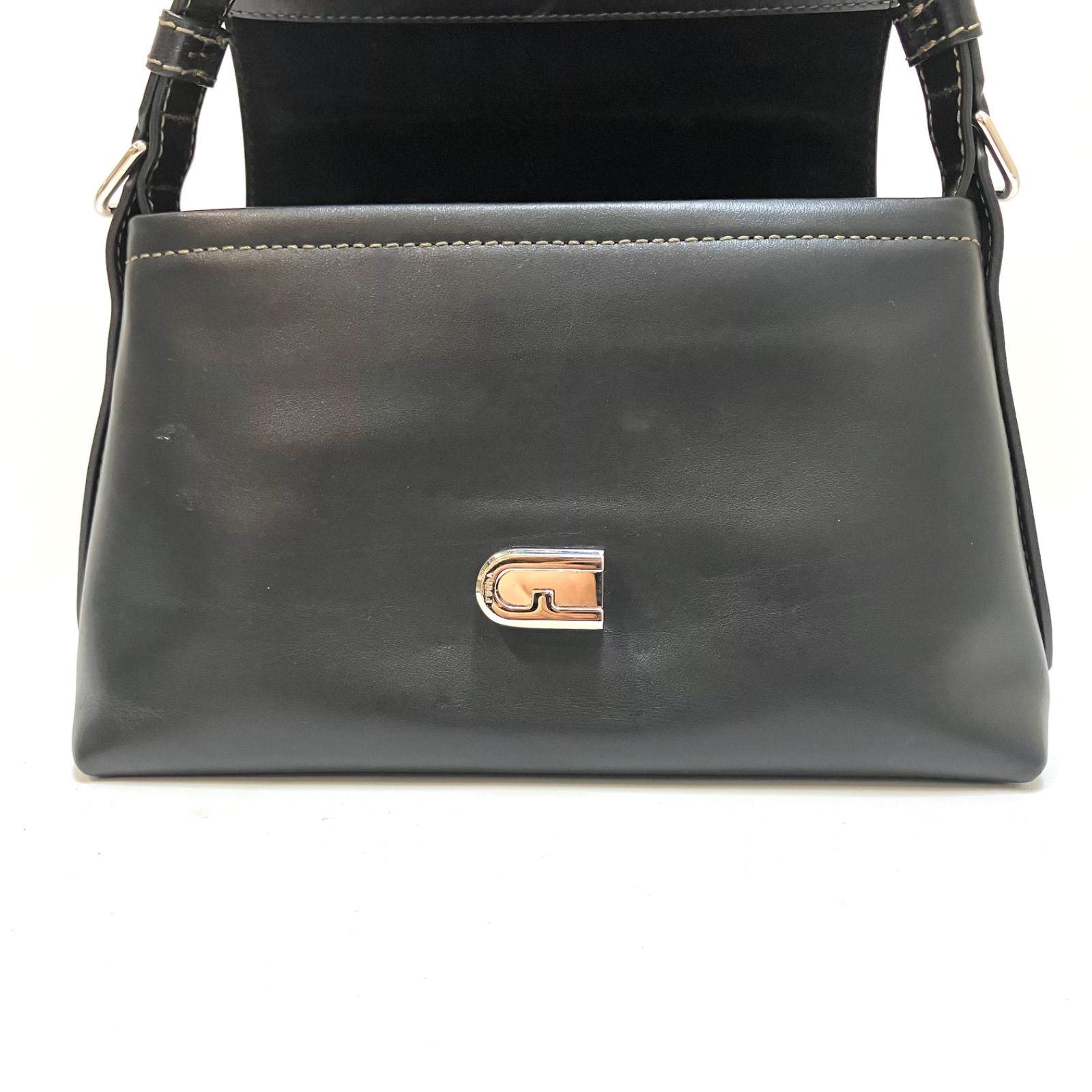 FURLA＊フルラ 黒 ブラック ハンドバッグ ショルダーバッグ 2WAY 