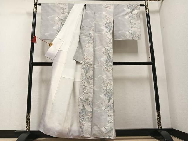 平和屋着物○都喜ヱ門 本場大島紬 白大島 カタス9マルキ 藤白泥 清遊