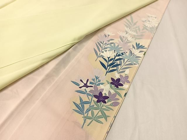 平和屋着物○豪華色留袖 友禅 作家物 草花鳥文 正絹 逸品 未使用