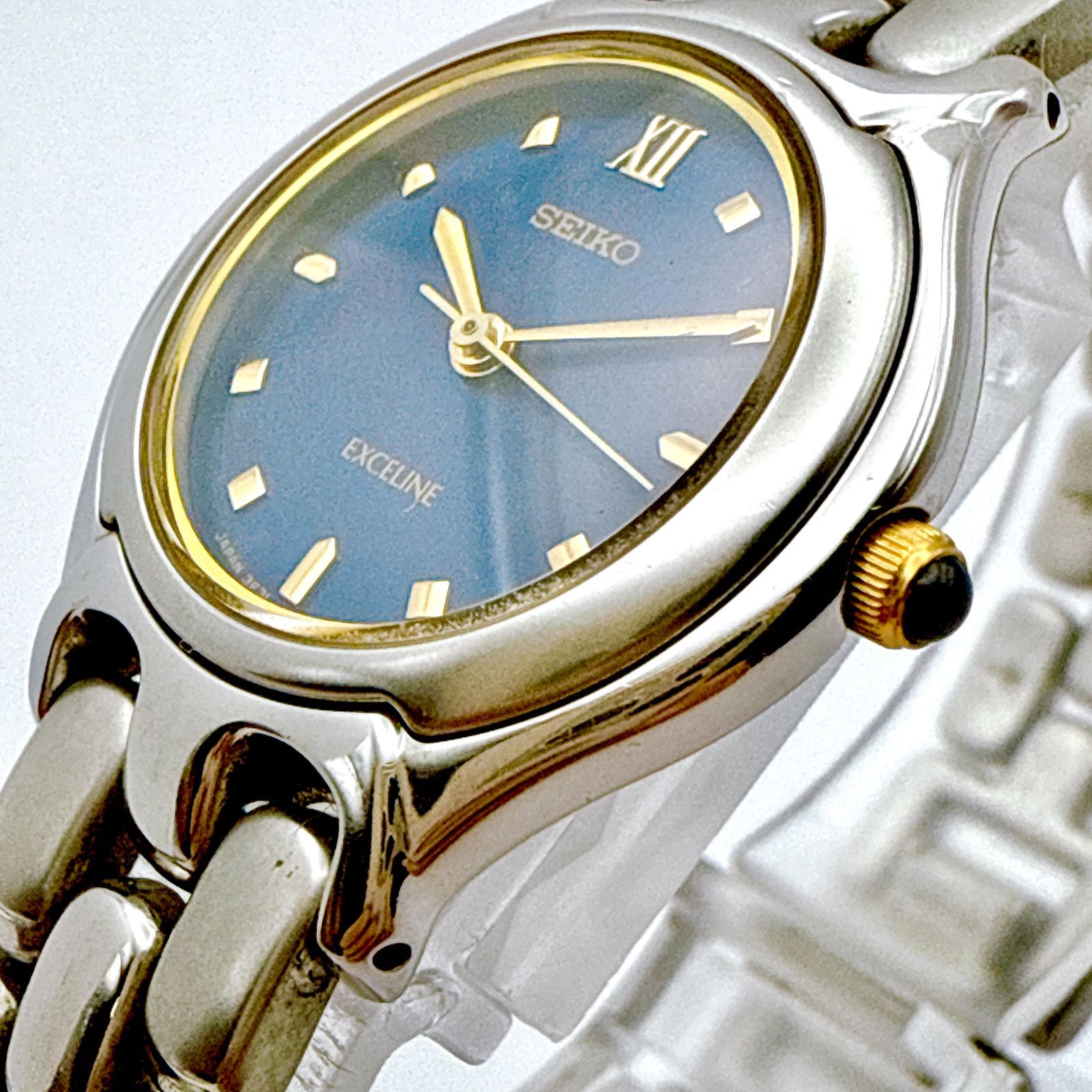 C088【美品】SEIKO EXCELINE セイコー エクセリーヌ ネイビーブルー