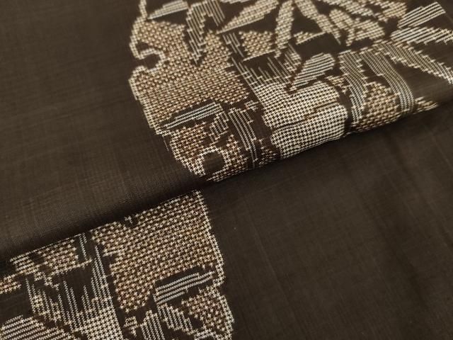 平和屋着物●本場大島紬　アンティーク大島　雪輪笠松文　正絹　逸品　AABE0014cs 平和屋着物○本場大島紬 アンティーク大島 雪輪笠松文 正絹 逸品