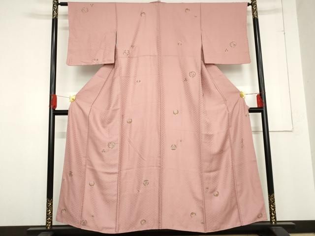 平和屋着物 友禅作家の巨匠 浅井青仁 小紋 花丸文 金彩 正絹 cs