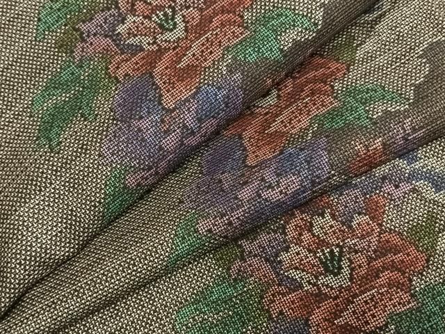 平和屋着物 本場大島紬 カタス9マルキ 草花文 ロング丈 正絹 fy