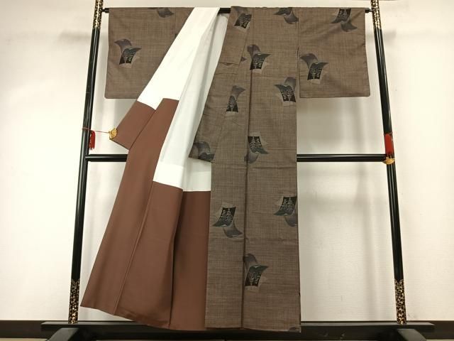 平和屋着物 本場大島紬 カタス7マルキ 風景色紙重ね文 正絹 fy