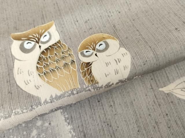  平和屋着物 京友禅作家 峰山和生 訪問着 紬地 ミミズク みみずく 正絹 cs 訪問着 付け下げ 着物