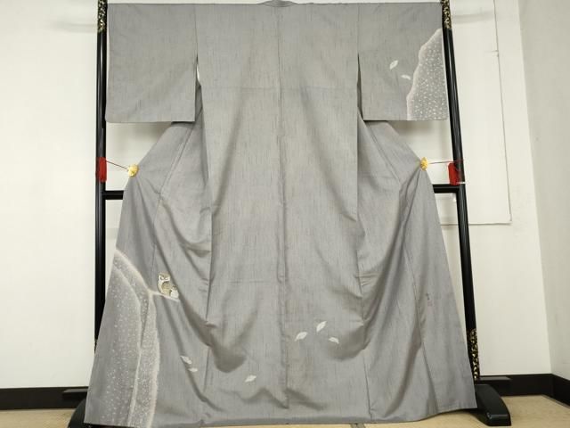 平和屋着物 京友禅作家 峰山和生 訪問着 紬地 ミミズク みみずく 正絹 cs