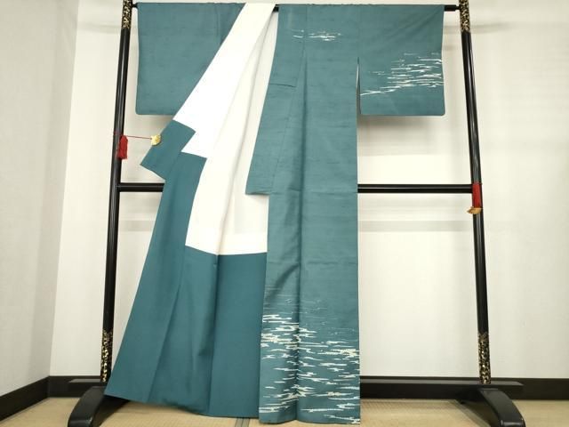 平和屋着物 石川県指定無形文化財 牛首紬 白山工房 手織り 大東久恭 訪問着 流水文 ろうけつ染め 正絹 ck