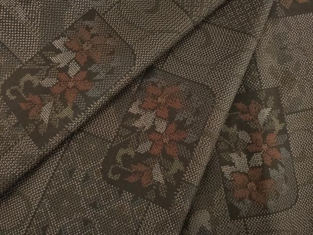 平和屋着物 上質な紬 短冊花文 正絹 ck