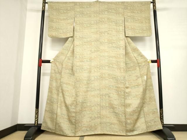 平和屋着物 上質な小紋 作家物 型染め 流水花文 正絹 ck