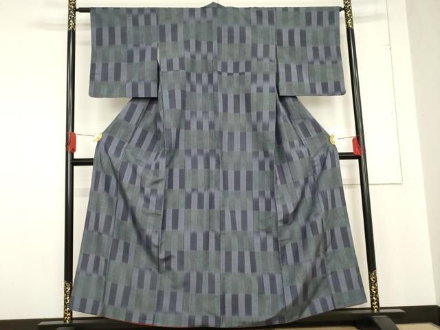 平和屋着物 上質な紬 変わり市松 三越扱い 正絹 cs
