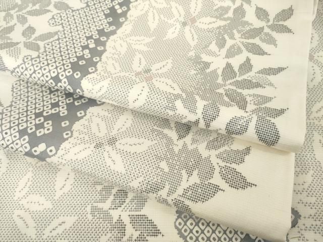 平和屋着物○本場大島紬 白大島 カタス7マルキ 草花間道 正絹 逸品