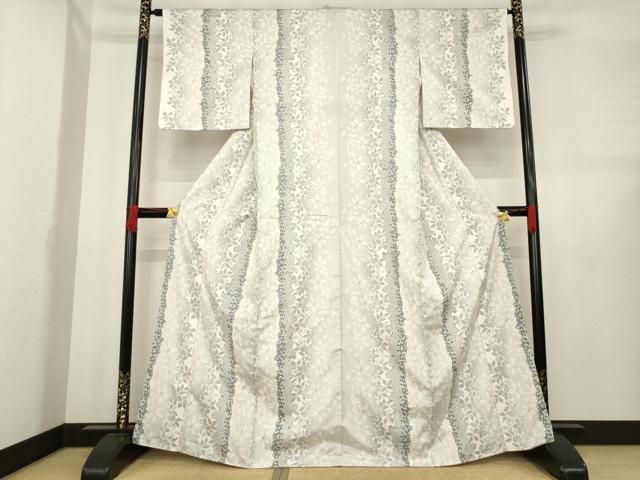 平和屋着物 本場大島紬 白大島 カタス7マルキ 草花間道 正絹 ck