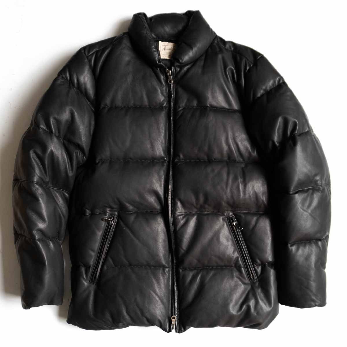 美品】AVIREX【レザー ダウン ジャケット】L ブラック アヴィレックス