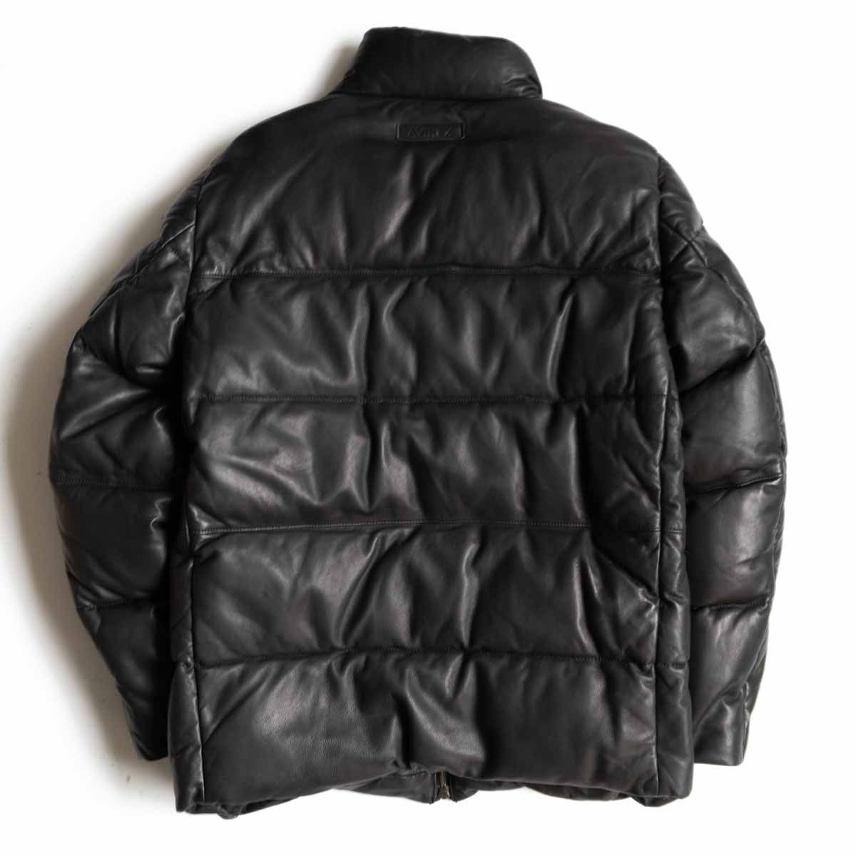 美品】AVIREX【レザー ダウン ジャケット】L ブラック アヴィレックス