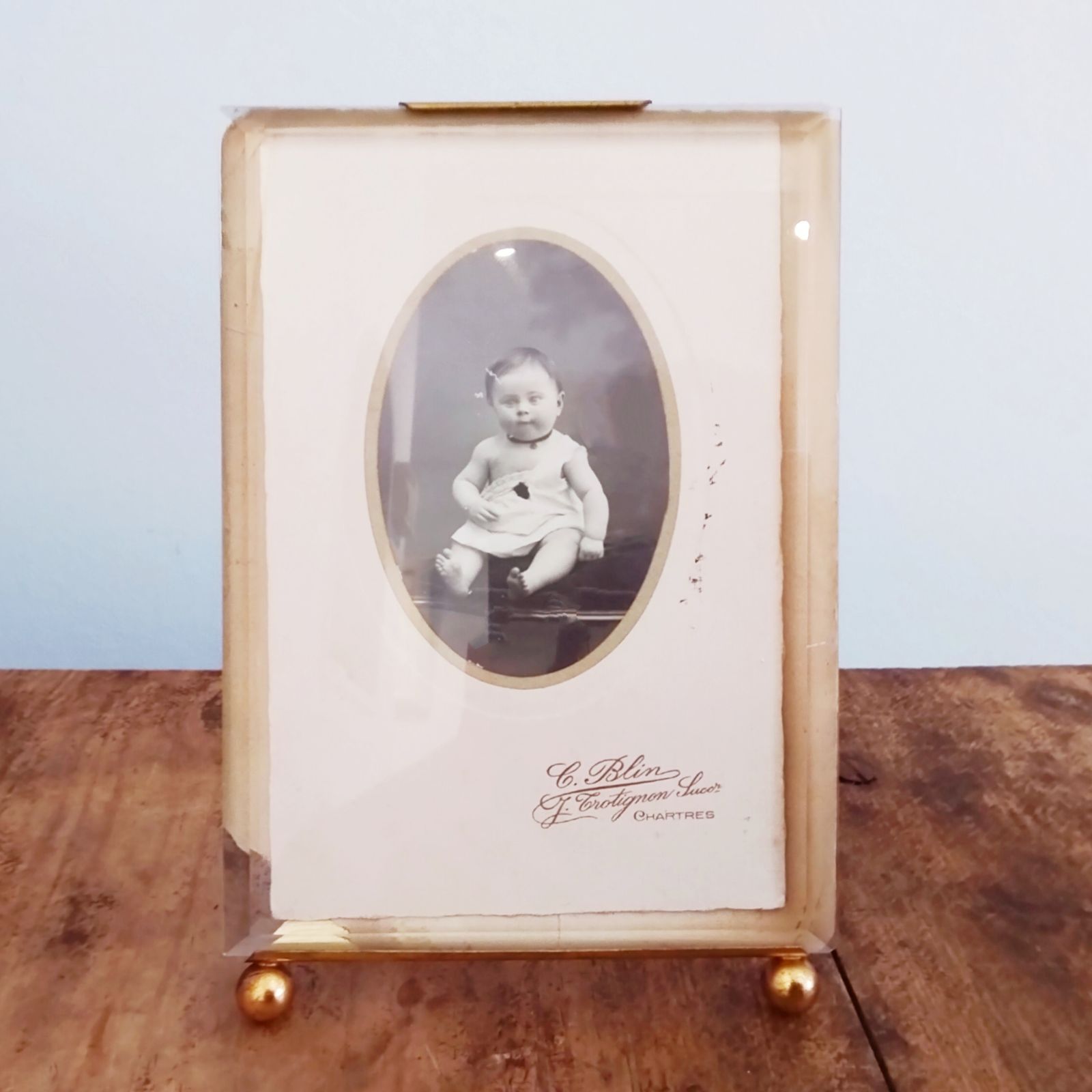 フランス　アンティーク　フォトフレーム　ブロカント フランス アンティーク フォトフレーム ガラス 1900年代初期 20世紀