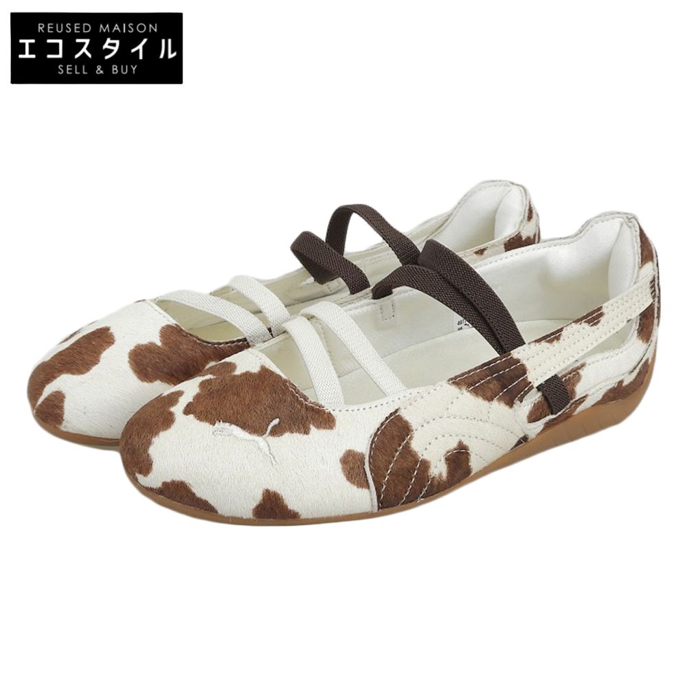 PUMA プーマ カウ柄 スピードキャット バレエシューズ レディース ホワイト×ブラウン 24.5 cm 407787-01 5.5 UK