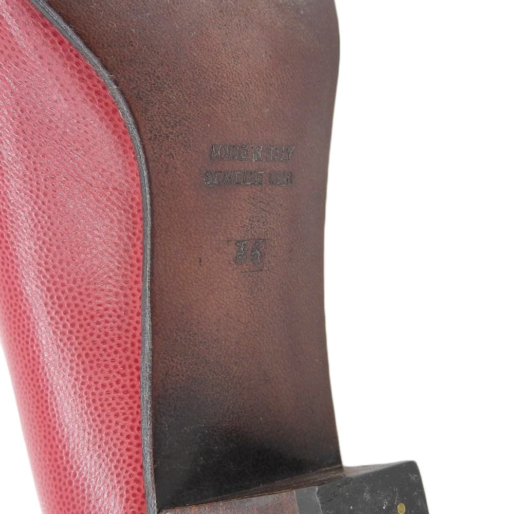  CELINE セリーヌ レザー ビットパンプス レディース レッド 36 その他 靴