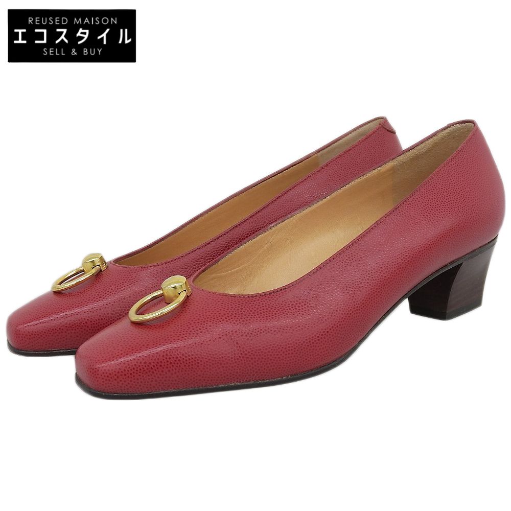 CELINE セリーヌ レザー ビットパンプス レディース レッド 36 36