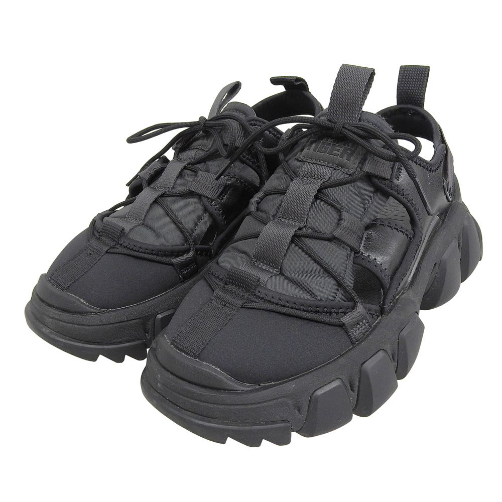 onitsuka tiger オニツカタイガー CAGE レザー切り替え スニーカーサンダル シューズ レディース 黒 ブラック 23 cm 5 US