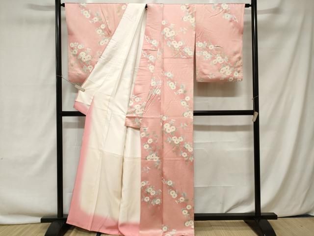 平和屋着物□上質な小紋 吉祥枝椿文 お召縮緬 正絹 逸品 DAAY6032ea