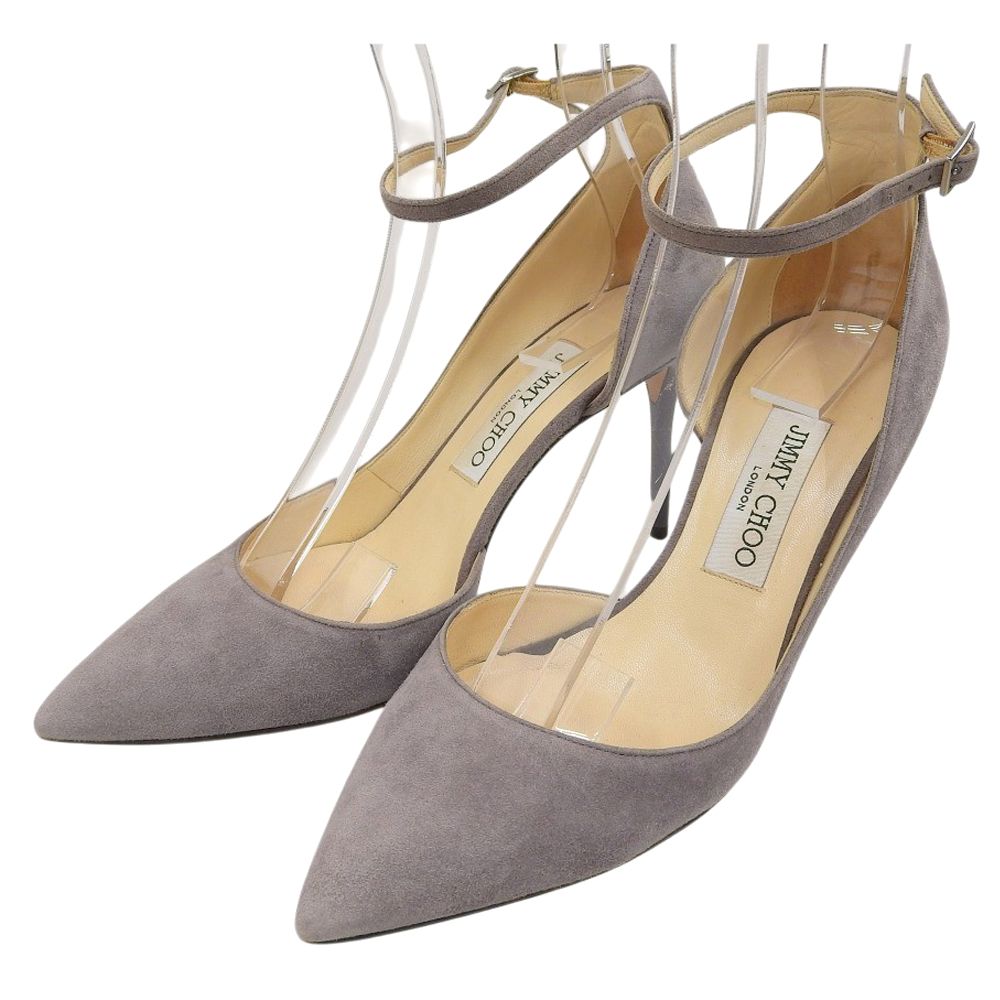 JIMMY CHOO ジミーチュウ スエード ピンヒール ポインテッドトゥパンプス レディース グレー 38
