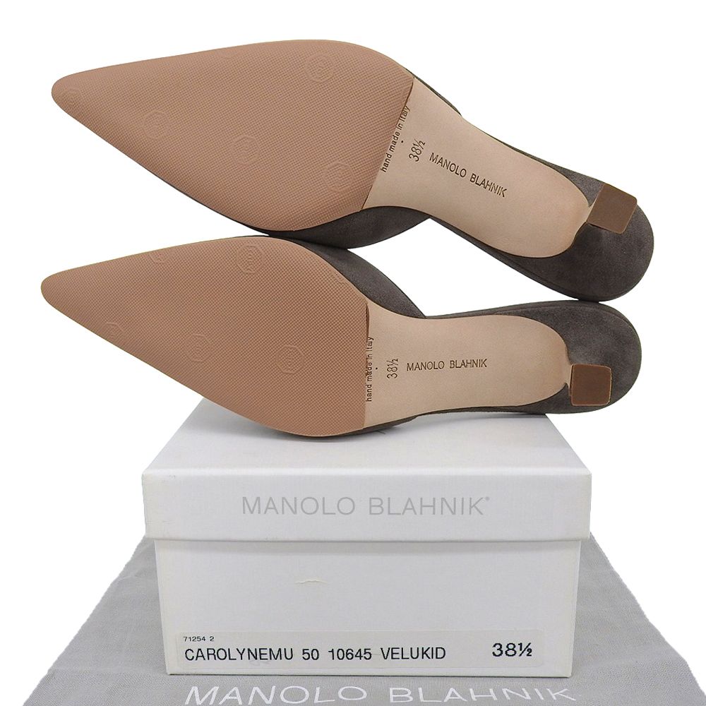  MANOLO BLAHNIK マノロブラニク スエード ポインテッドトゥ ミュール レディース グレー 38 1 2 その他 靴