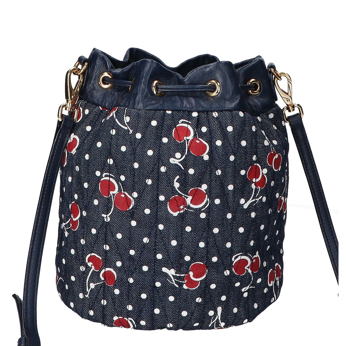極美品】miumiu ミュウミュウ チェリー柄デニムバッグ ショルダー 極美