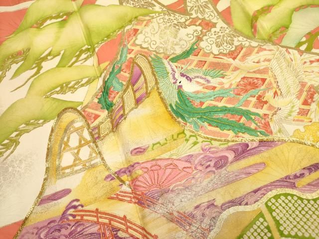 千繍の華 平和屋着物□豪華振袖 駒刺繍 風景花鳥文 金彩 正絹 逸品 DAAZ2055op