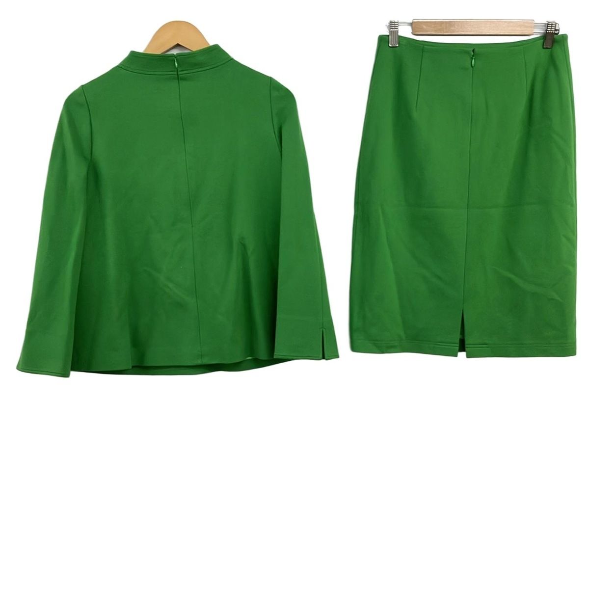 M S GRACY エムズグレイシー スカートセットアップ レディース グリーン リボン スカートスーツ上下 ビジネススーツ スーツ フォーマル