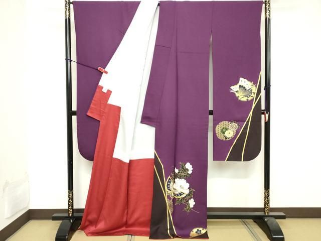 平和屋着物□豪華振袖 駒刺繍 雪輪花蝶文 暈し染め 金彩 正絹 逸品