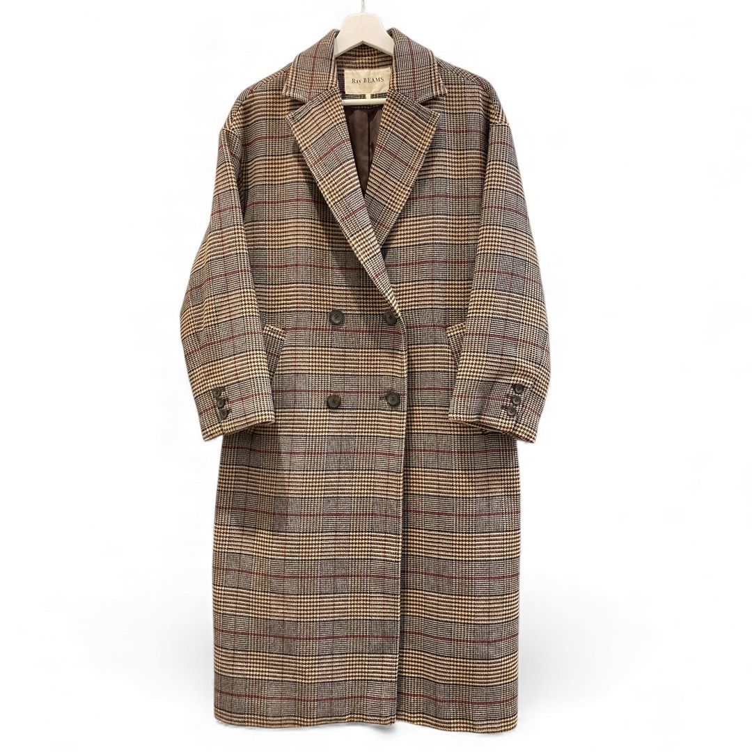 Ray BEAMS レイ ビームス グレンチェック ダブル チェスターコート