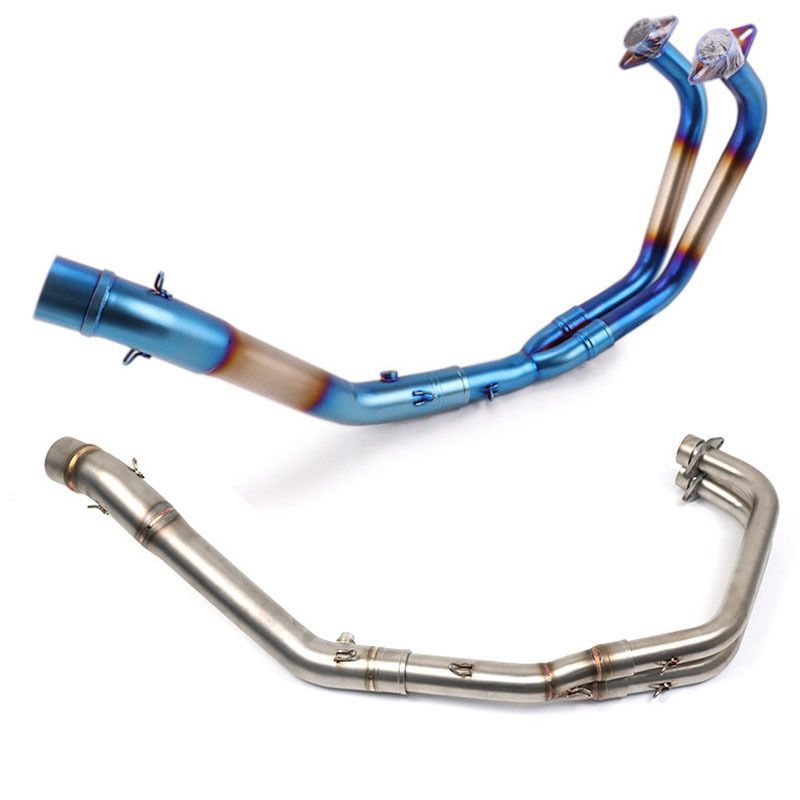 YZF R 3 25 MT 03対応 ステンレス前段エキパイ 排気効率アップ 耐久性向上 補修 交換用パーツ チタン ブルー選択可ZX 05
