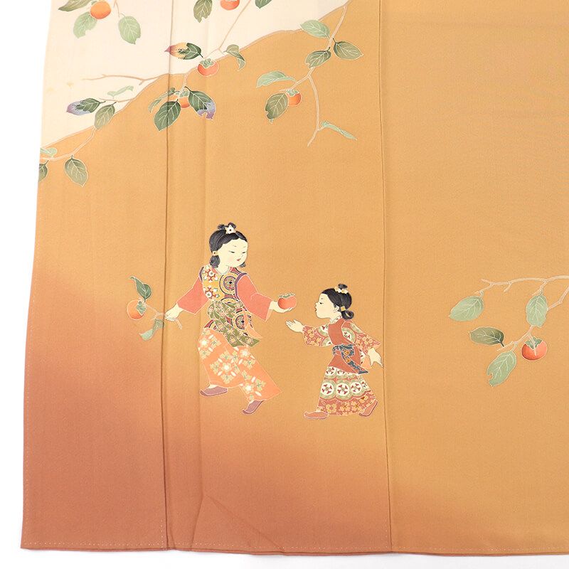 十日町友禅 関口遼一 訪問着 袷 レディース 正絹 ベージュ 童子 落款