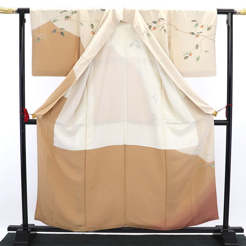 十日町友禅 関口遼一 訪問着 袷 レディース 正絹 ベージュ 童子 落款