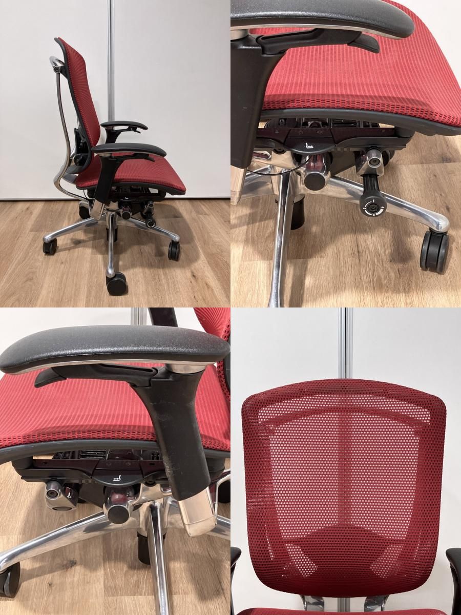  品 オカムラ 可動肘付コンテッサチェア CM31SG レッド ランチ用椅子 オフィスチェア ワークチェア 椅子 チェア