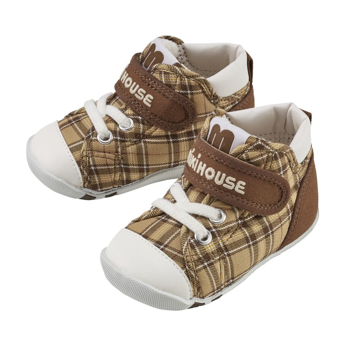 mikihouse ミキハウス ファースト ベビーシューズ 12.5 cm ブラウンチェック 09 Beige 13-9301-496