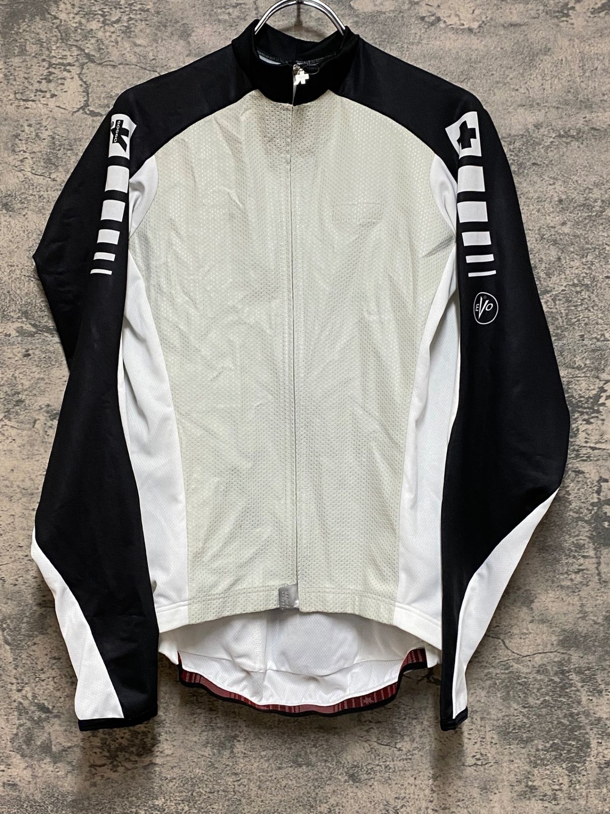 JQ 220 アソス assos AIR BLOCK 799 長袖 サイクルジャージ M 赤黒 防風