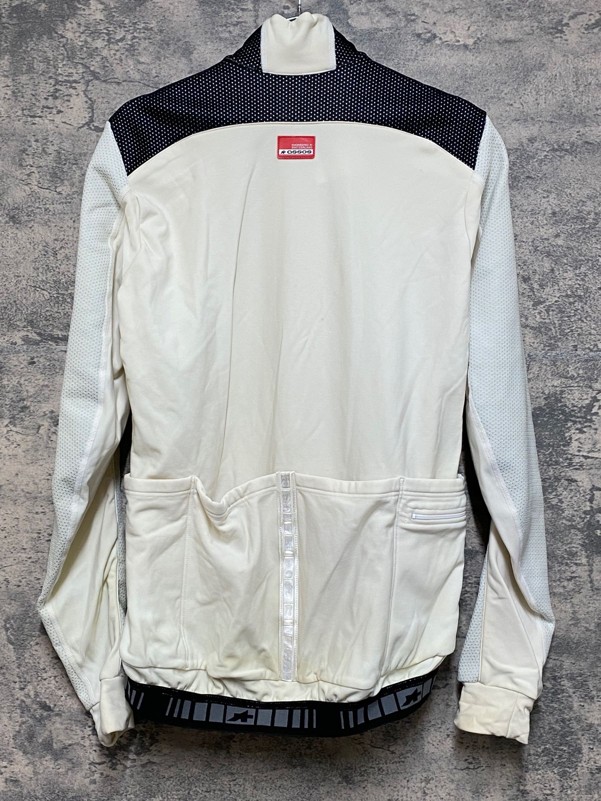 JQ186 アソス assos AIR BLOCK 851 長袖サイクルジャケット 白黒 M 裏