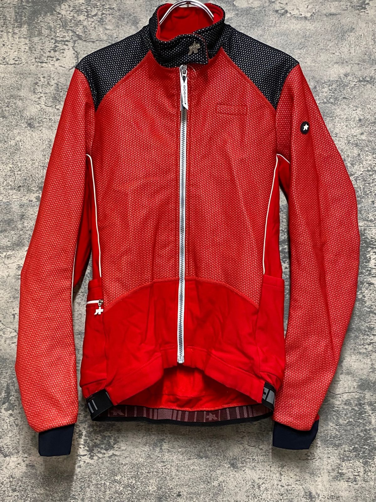 JQ216 アソス assos AIR BLOCK 851 長袖サイクルジャケット 赤 M 裏