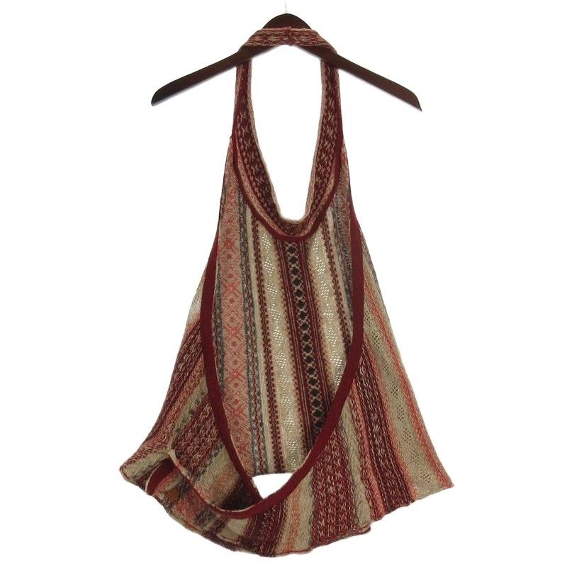 【中古】キャピタル kapital ホルターネック ニットベスト バックオープン リネン ウール混  レッド系 メンズ キャピタル kapital ホルターネック ニットベスト バックオープン