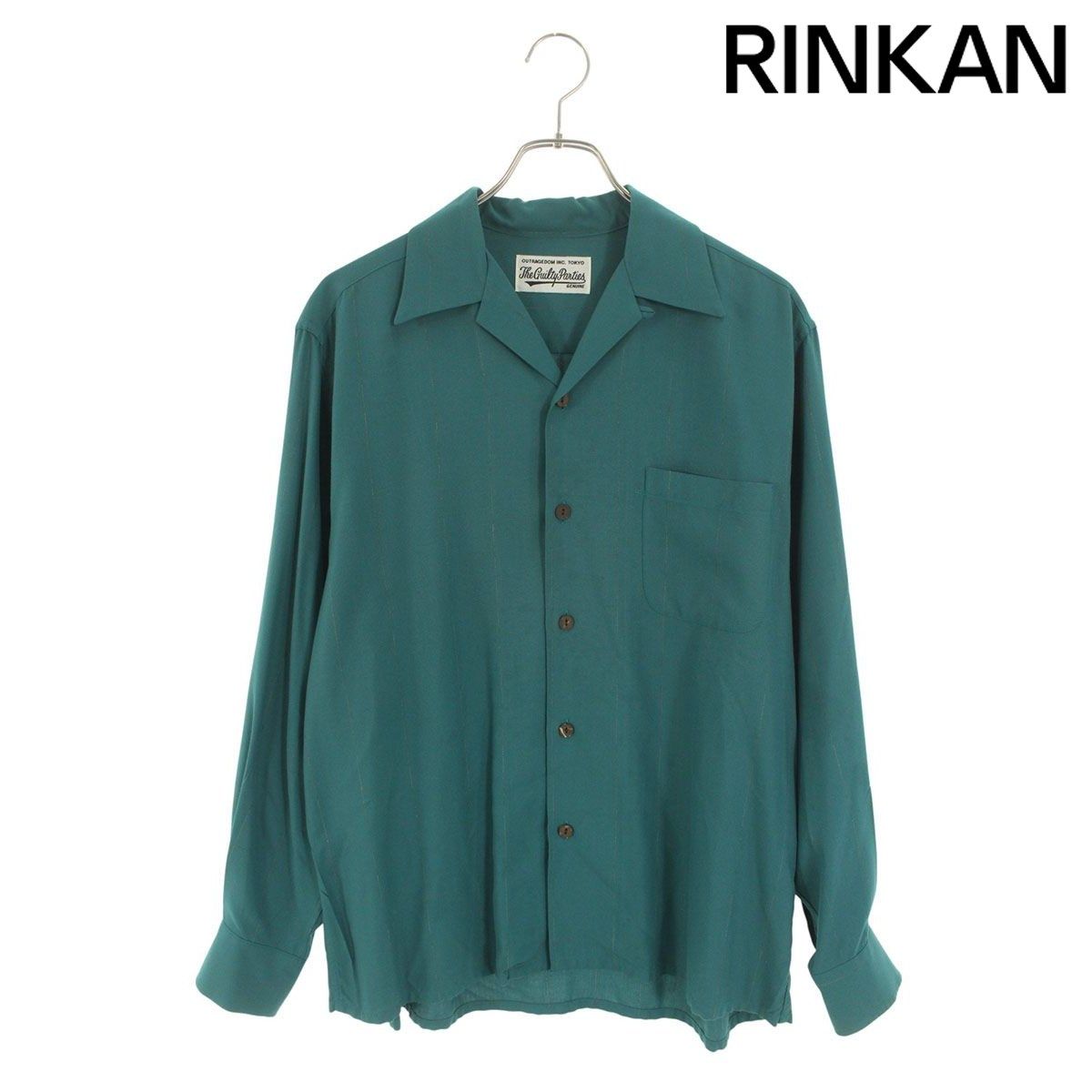 美品 WACKO MARIA ストライプ レーヨン オープンカラーシャツ WACKO MARIA/STRIPED OPEN COLLAR SHIRT（BLACK）［ストライプオープン