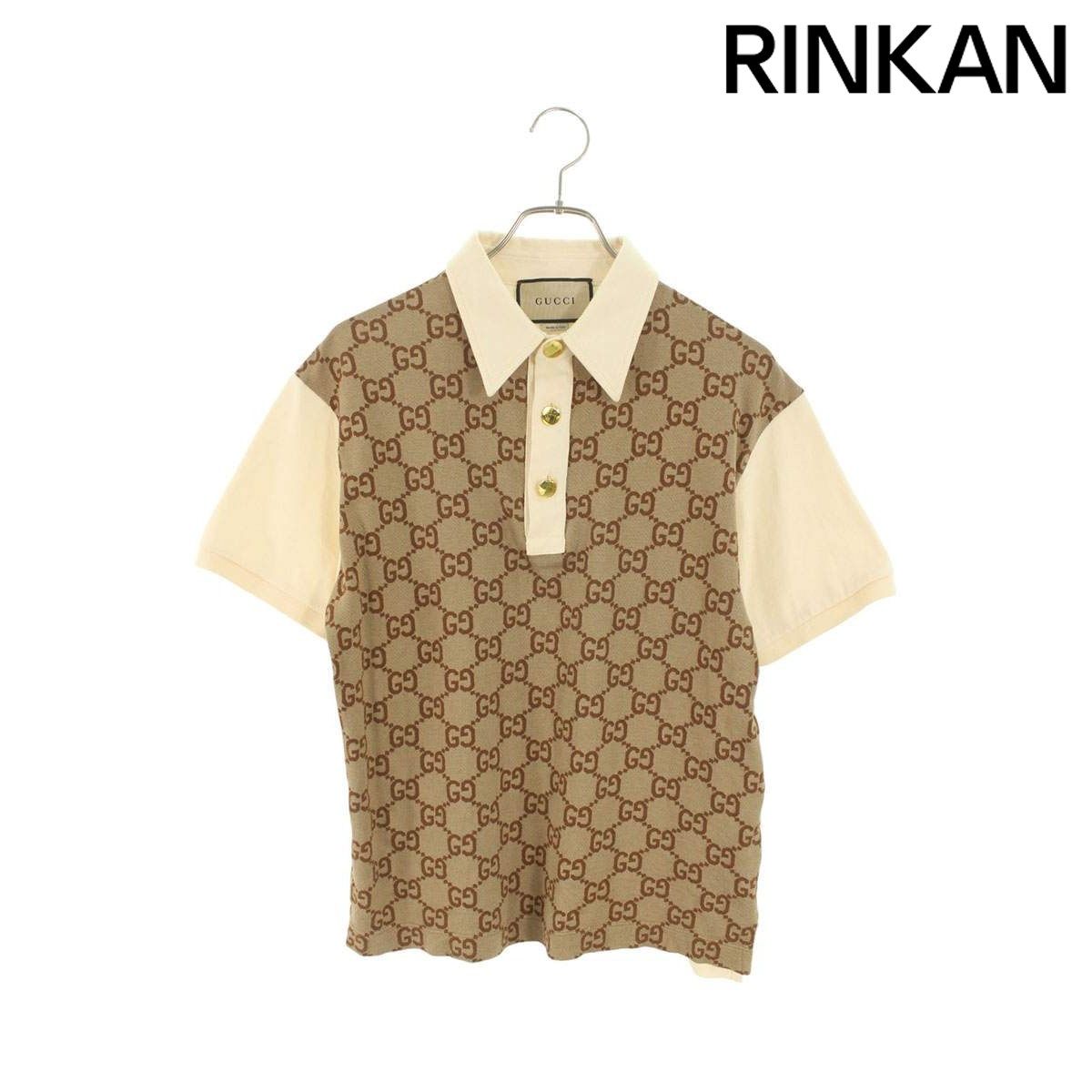 グッチ 682015 XJD 1 F GG柄切替半袖ポロシャツ メンズ S