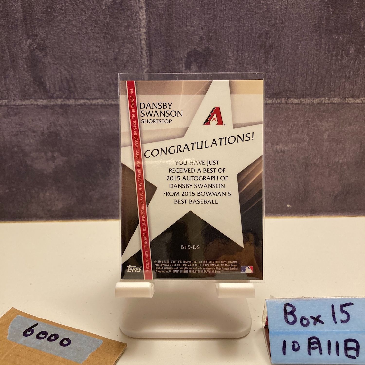 2015 Topps Bowman's Best Dansby Swanson 直筆サインカード Arizona